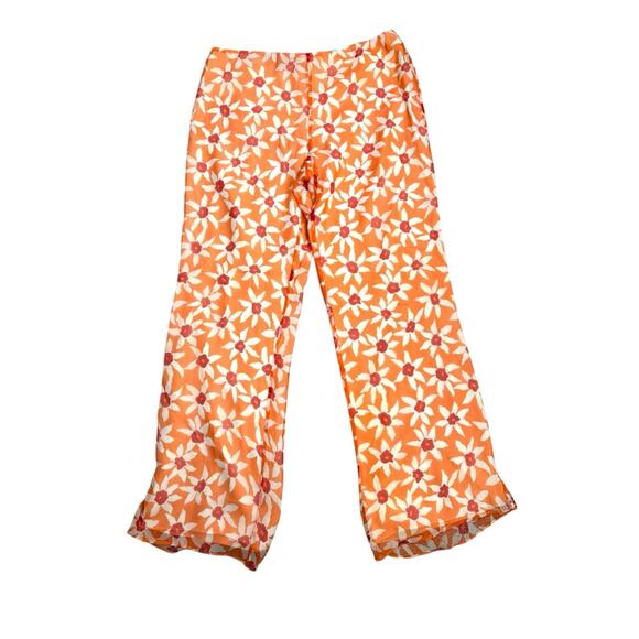 Ralph Lauren Black Label Pants - Ralph Lauren Black Label Silk Pants Womens Size 10 Floral Flowy Orange Lined